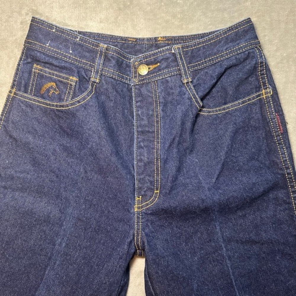 Vintage Jordache J9 Jeans Size 32L *27x26.5 Dark Wash Straight Leg Raw Hem 80s - Picture 4 of 17